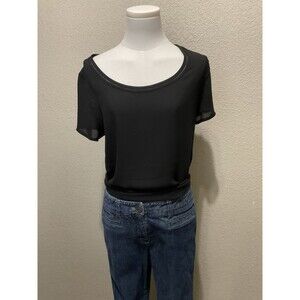 LOFT, Women’s, Scoop Neck, Short Sleeve Blouse, Black, Size: M